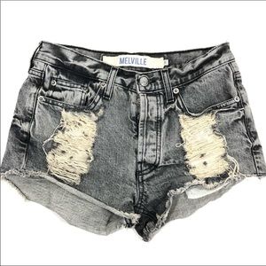 Brandy Melville Black Denim Cut Off Shorts Destroy